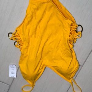 Yellow one piece swimsuit